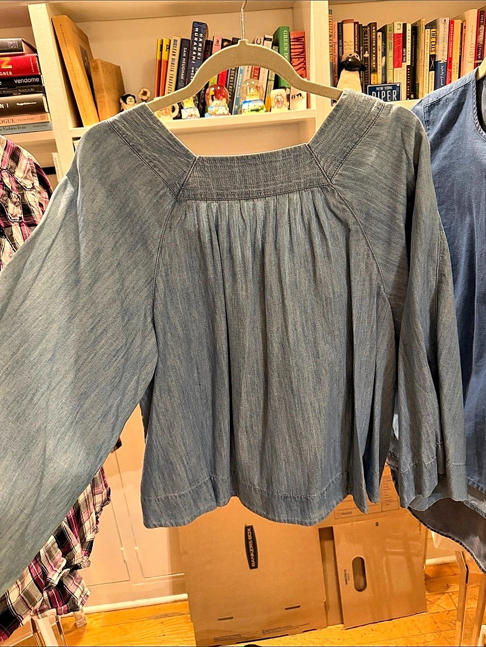 Madewell Denim Square-Neck Top Blue Size Small